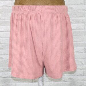 LUVAMIA Shorts Knit Ribbed Wide Leg Athleisure Summer Dusty Pink Plus Size 2XL